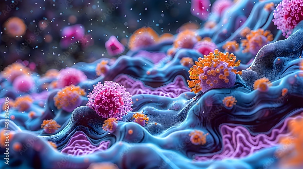 Obraz premium Captivating Portrayal of Gut and Skin Microbiome Thriving Microbial Interactions and Dynamic