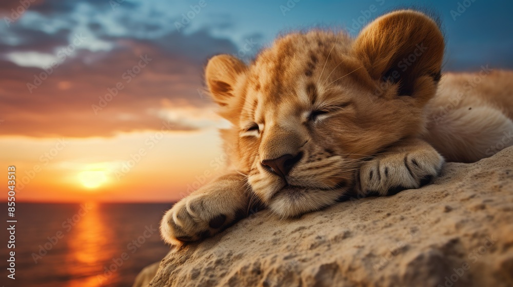 Obraz premium lion on the rocks