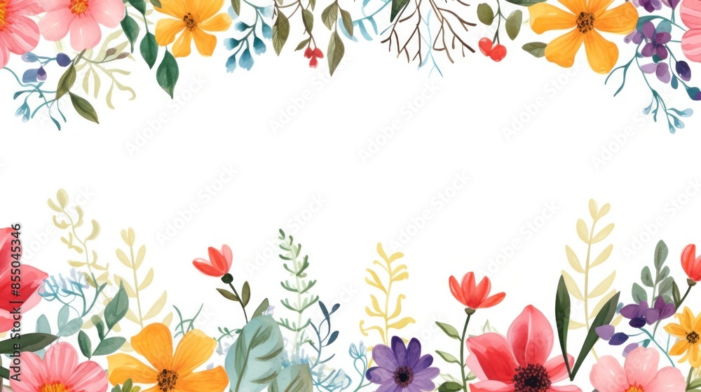 Elegant floral frame with white background. spring and summer floral design Elegant floral frame with white background. spring and summer floral design