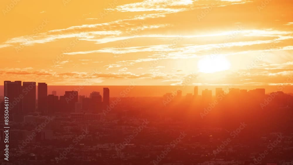 Los Angeles Sunset Coastal Skyline Century City Time Lapse California USA Los Angeles Sunset Coastal Skyline Century City Time Lapse California USA