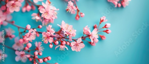 Pink Cherry Blossoms on a Blue Background © Naturalis