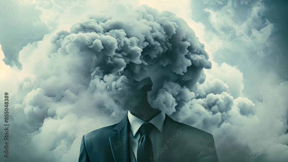 Headless person with a cloud of smoke in place of the head. Headless person with a cloud of smoke in place of the head.