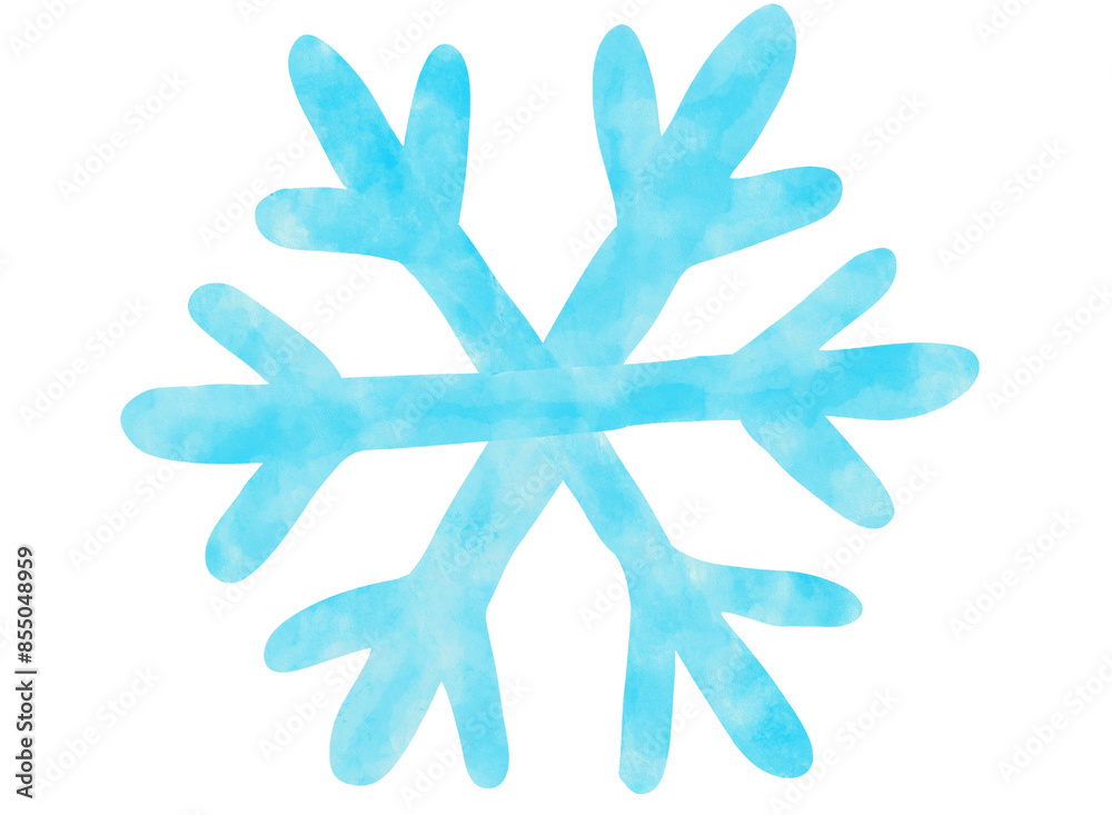 Fototapeta premium Watercolor illustration of a snowflake isolated on a white background.