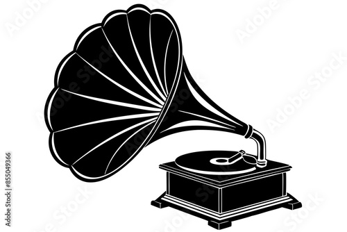 beautiful gramophone silhouette vector art illustration
