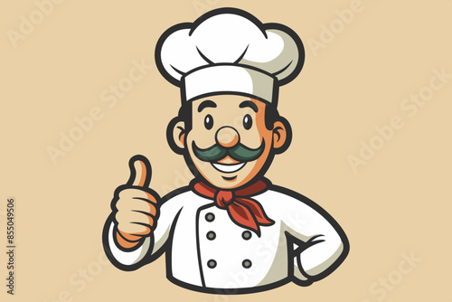 handsome Italian chef vector illustration