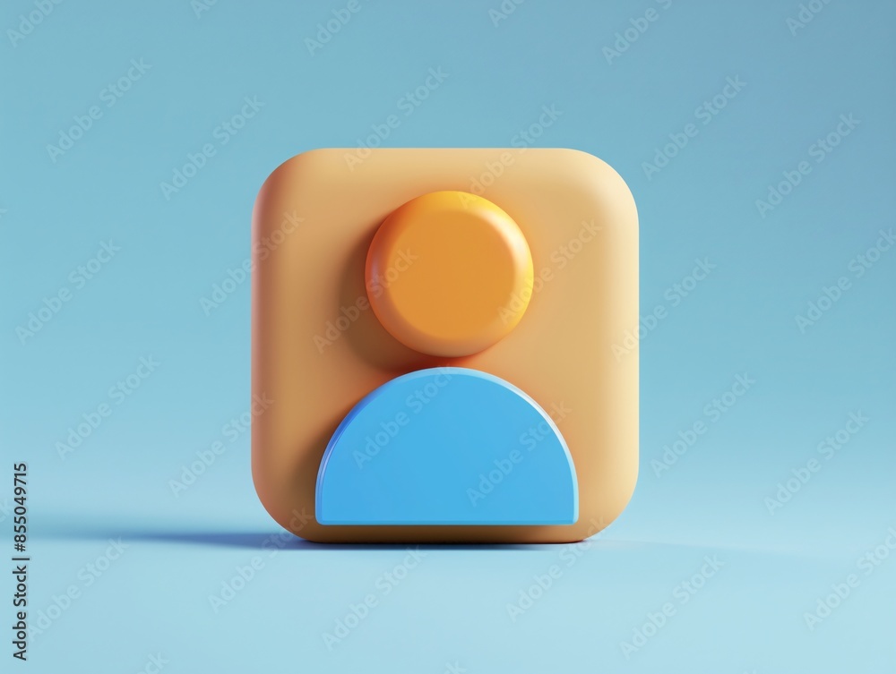 a blue and orange square with a person icon a blue and orange square with a person icon