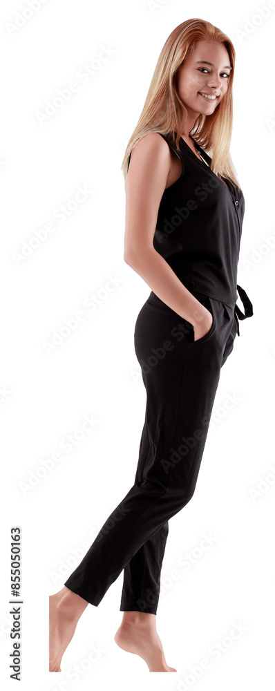 Cheerful young woman in casual attire posing Cheerful young woman in casual attire posing