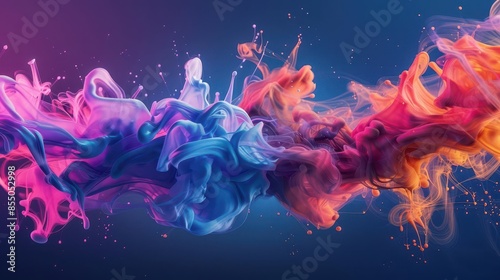 abstract splash of vibrant paint water or smoke on dark background generative ai art pattern