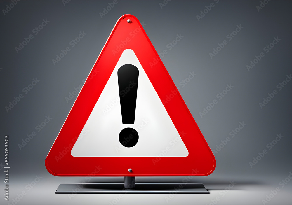 Realistic red caution warning sign for attention exclamation mark ...