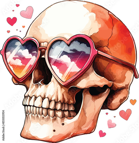 Human Skull Wearing Sunglass Vector Illustration