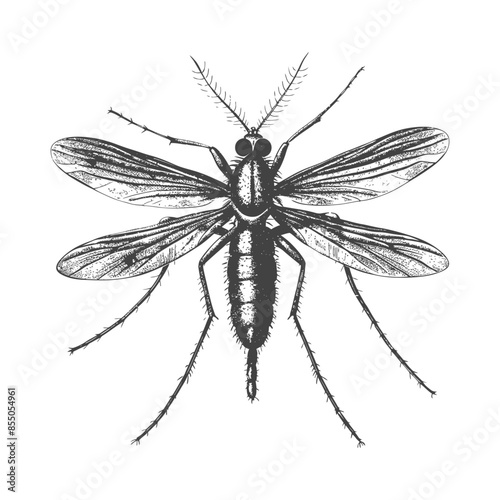 Detailed Mosquito Illustration: Hand-Drawn Insect Vector Art