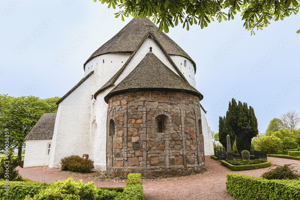 White round Osterlars church on the island of Bornholm, Denmark. White round Osterlars church on the island of Bornholm, Denmark.