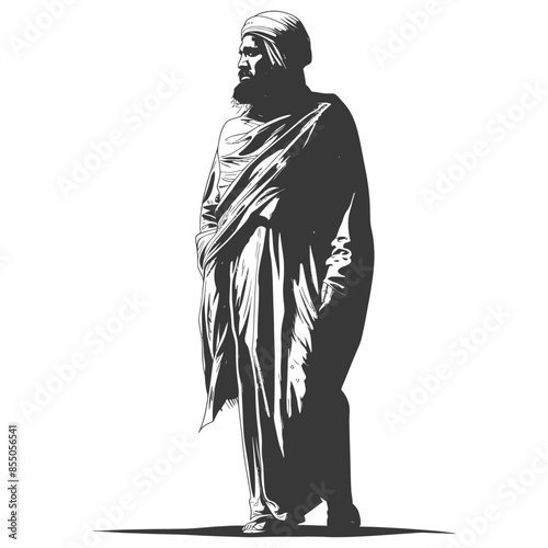 muslim man with engraving style black color only