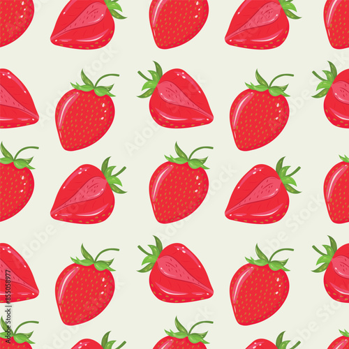 Vector seamless strawberry background. Background design for printing, wrapping paper, packaging, fabric, textiles, fruit shops. Berry background.