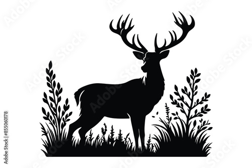 Premium Vector | Deer vector silhouette illustration black color 3