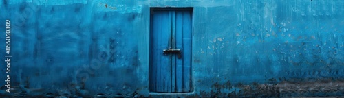 enigmatic blue door set in a moody blue wall © Media Srock
