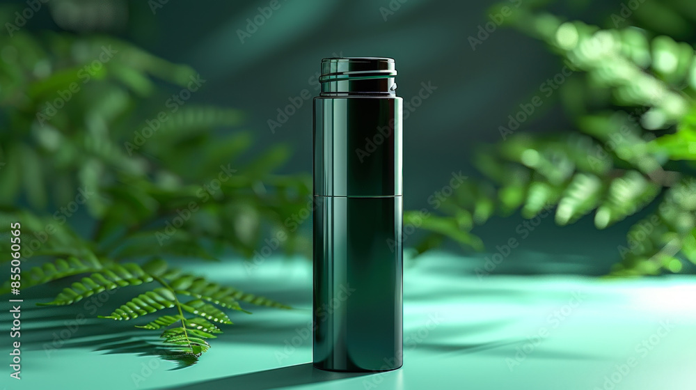 Sleek Eco-Friendly Green Cosmetic Tube in Natural Setting Sleek Eco-Friendly Green Cosmetic Tube in Natural Setting