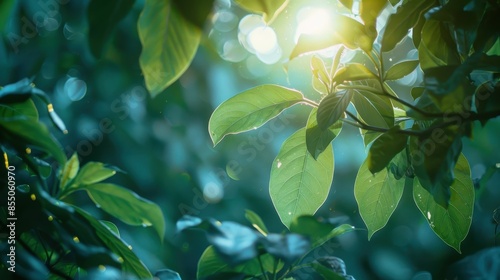 Sunbeams Through Green Leaves