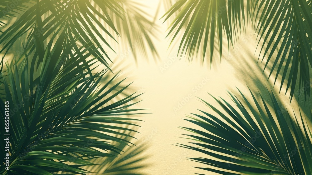 Palm leaf shadow background, copy and text space, 16:9 Palm leaf shadow background, copy and text space, 16:9