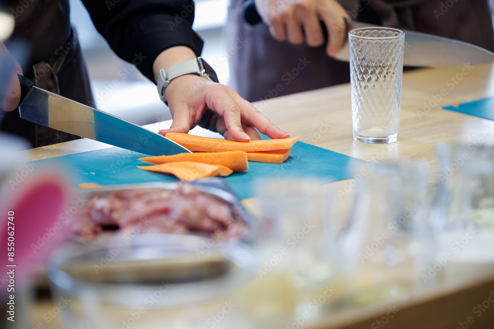 Obraz premium close up of a person preparing a meal