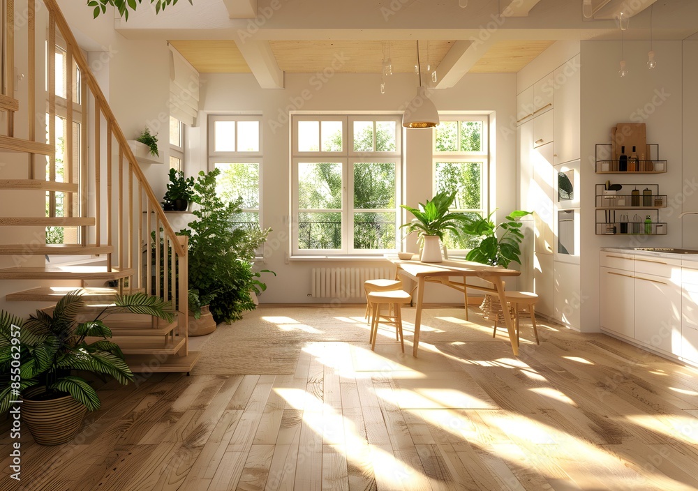 Staircase and plants in a modern home Staircase and plants in a modern home