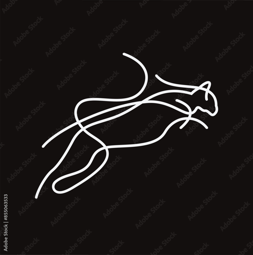 Obraz premium white single line cat icon