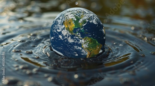 drop of water in the shape of the planet earth © Media Srock