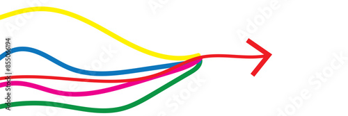 Colorful merging arrows image. Clipart image
