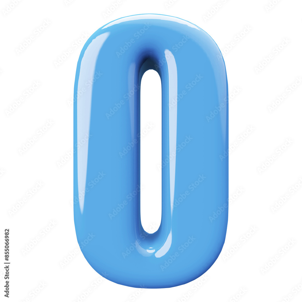 Blue 3D Number 0