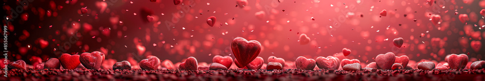 Romantic Tableau Filled with Floating Red Hearts Romantic Tableau Filled with Floating Red Hearts