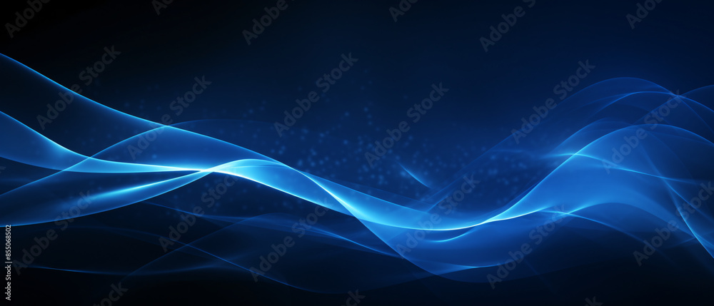 Glow blue light effect on dark blue background, digital art concept illustration.