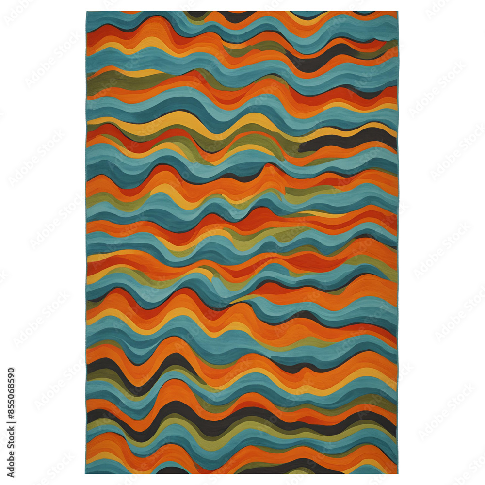 Multicolored Retro Swirl Rug with Wave Pattern in Orange, Blue, and ...