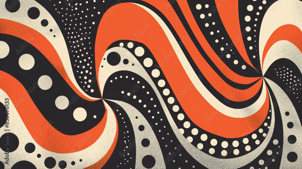 Obraz premium Salmon, Black and White retro groovy background presentation design