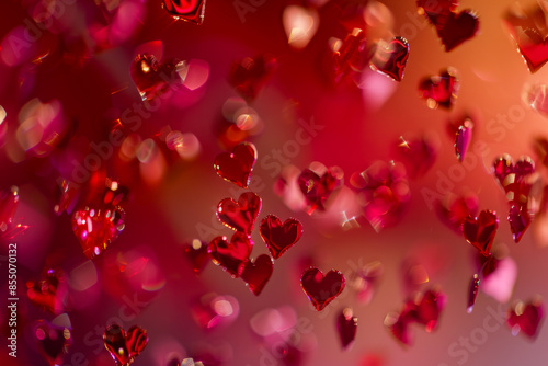 A red background with many red hearts scattered throughout