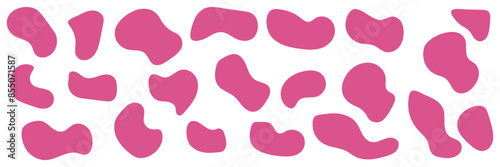 Organic colorful blob shape in boho style. Abstract blob shape. Random abstract liquid organic irregular blotch shapes. Collection of modern forms and Liquid drop or fluid dynamic print.