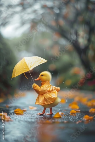 Whimsical Adventure: Duckling Yellow Raincoat photo