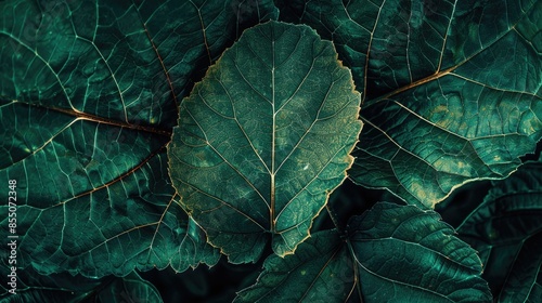 Photo of a green leaf captured from an aerial perspective