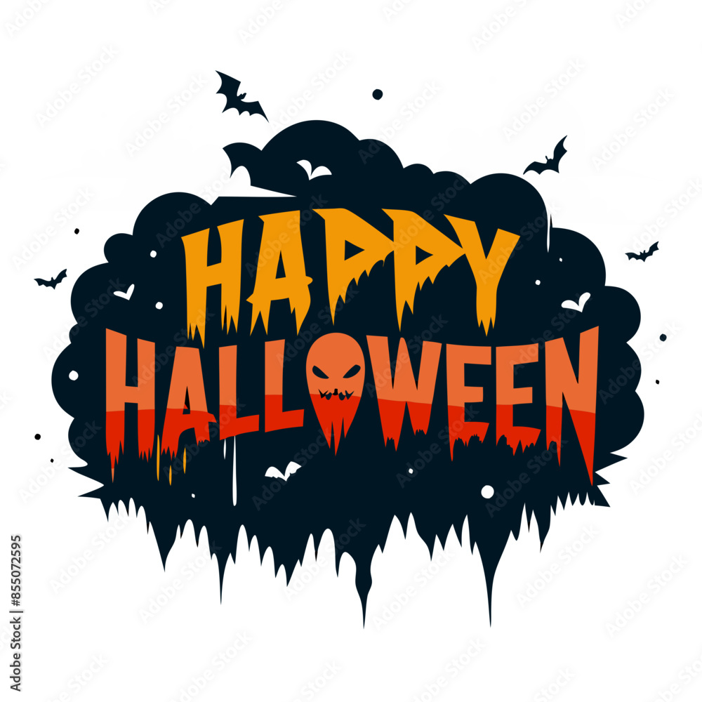 Happy Halloween typography with a sinister fog effect for t-shirt design Happy Halloween typography with a sinister fog effect for t-shirt design