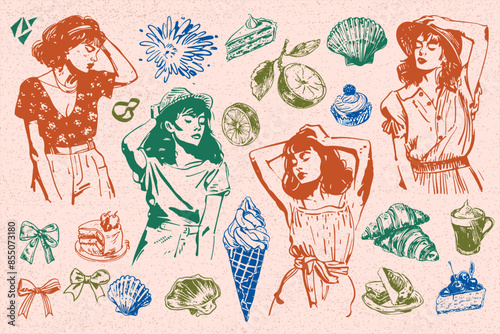 Hand-drawn vector illustrations of boho-style food and drinks are perfect for your collection of wall paintings, posters, logo creation or social media design1.eps, Hand-drawn vector illustrations of 