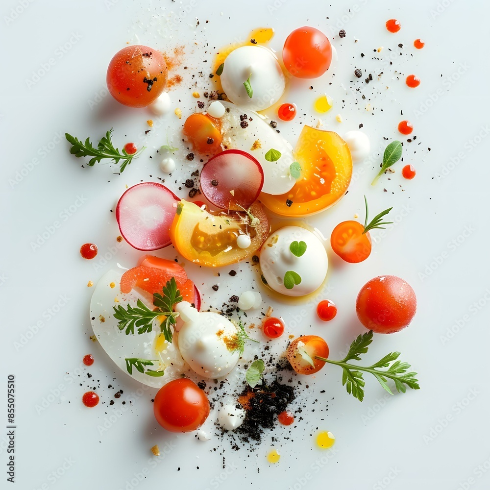 Abstract Food Photography with Tomatoes and Herbs Abstract Food Photography with Tomatoes and Herbs