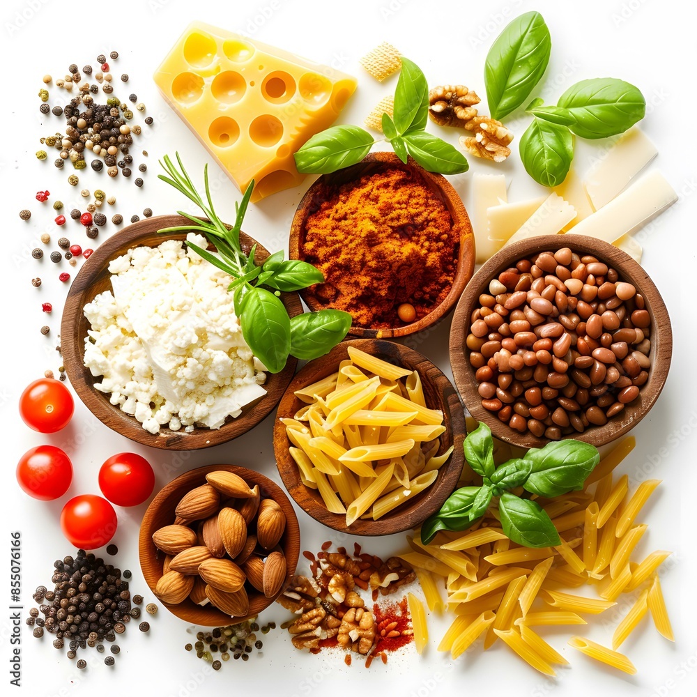 Food Ingredients on White Background Food Ingredients on White Background