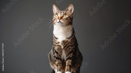 Studio Portrait of a Majestic American Wirehair Cat photo
