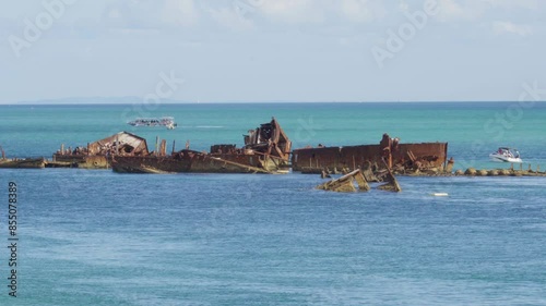 Wallpaper Mural Moreton Island, shipwreck, ocean water, tourist attraction, blue horizon Torontodigital.ca
