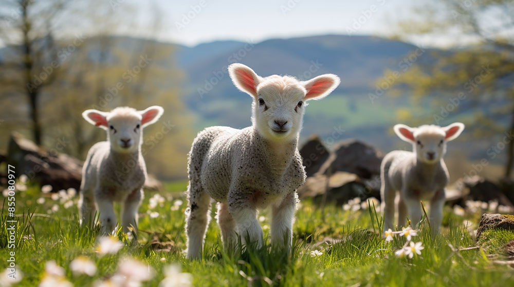 spring_Lambs_in_countryside_in_the_sunshine_brecon spring_Lambs_in_countryside_in_the_sunshine_brecon