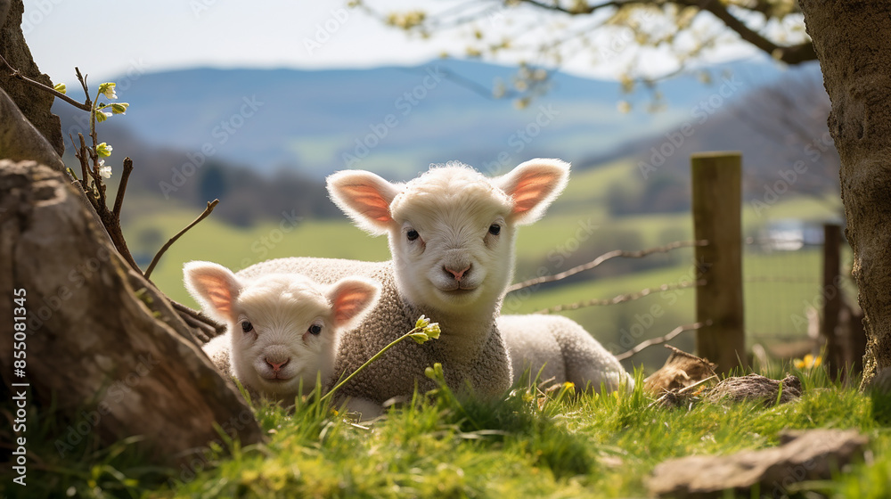 spring_Lambs_in_countryside_in_the_sunshine_brecon spring_Lambs_in_countryside_in_the_sunshine_brecon