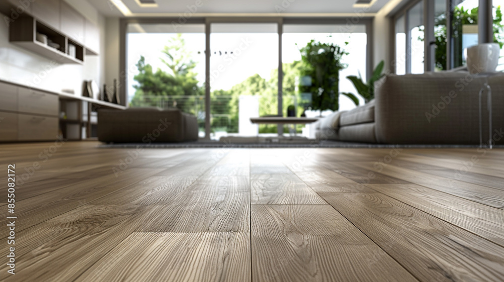 Beautiful modern living room. - low camera angle view focused on the floor.