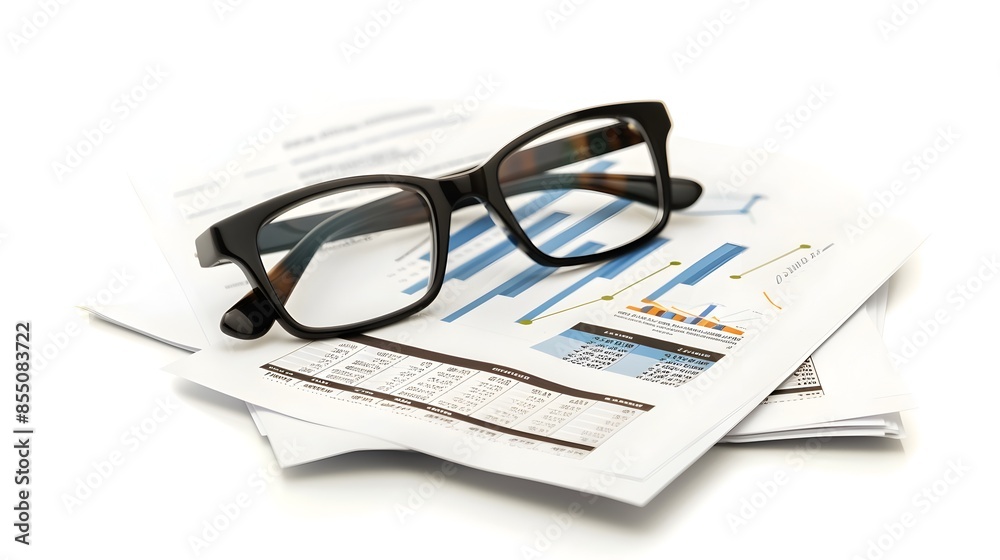 Desk with Office Supplies and Financial Documents for Business Planning and Data Analysis