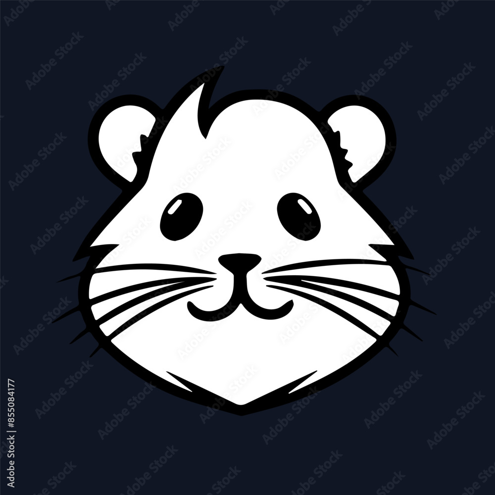 Fototapeta premium Cute hamster face portrait Vector logo line graphics flat design simple high contrast