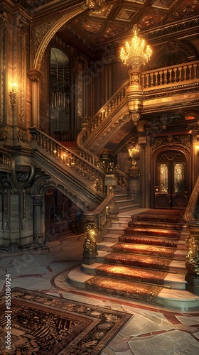 Grand Staircase in a Luxurious Mansion