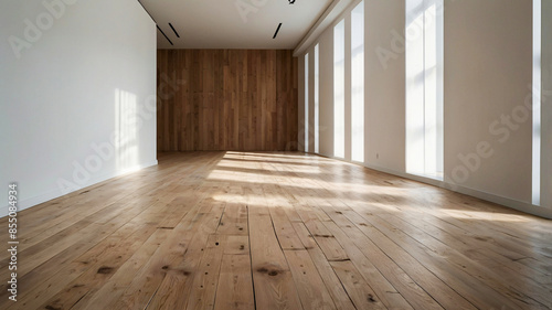 Wallpaper Mural empty room with wooden floor Torontodigital.ca